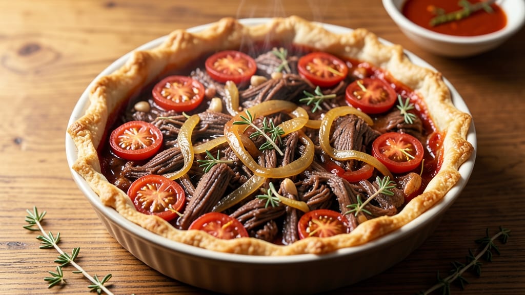 Beef and Tomato Pie Recipe: Flaky Pastry Crust With Hearty Meat Filling