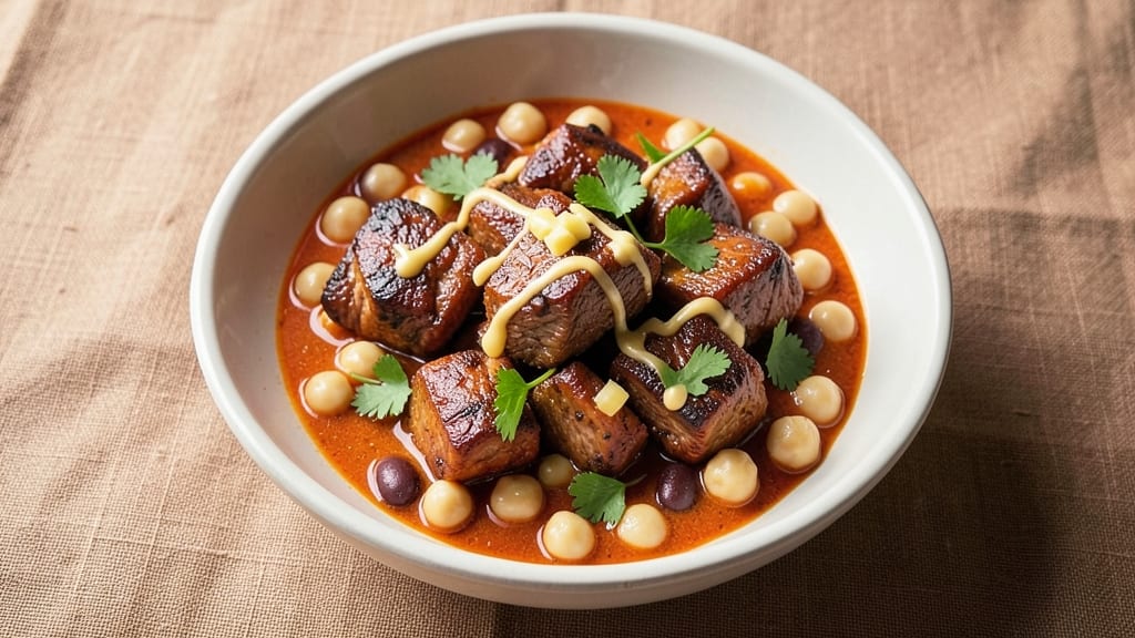 Beef and Bean Curry Recipe: Spiced Tomato-Tahini Base With Deep Umami Heat