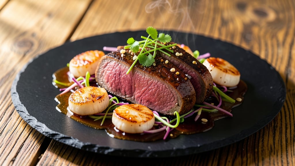 Beef and Scallops Recipe: Seared Crispy Edges with Wine-Braised Richness