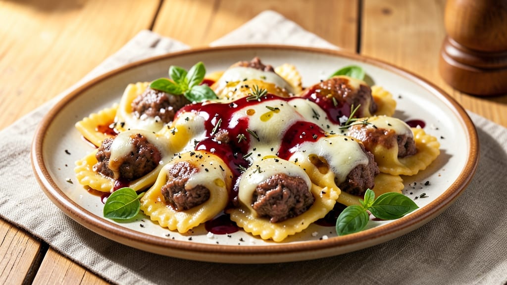 Baked Beef Ravioli Recipe: Wine-Infused Cheese Pulls in Every Bite