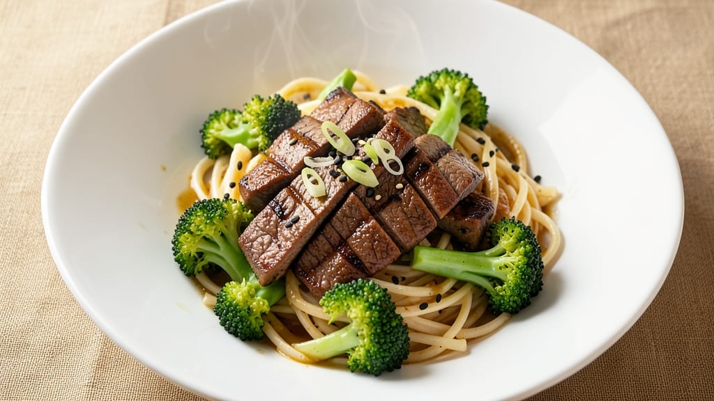 Beef and Broccoli Pasta Recipe: Wok-Seared Beef with Silky Soy-Ginger Noodles