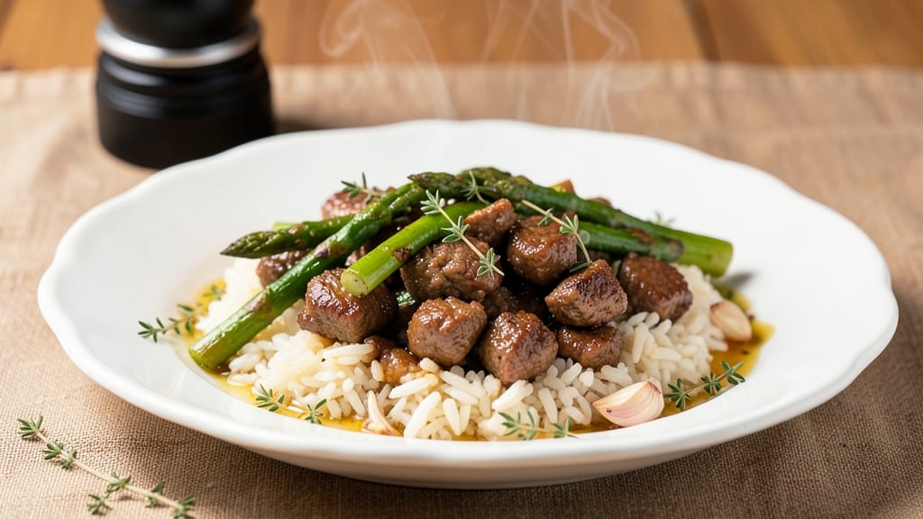 Asparagus Ground Beef and Rice Recipe: One-Pan Herb-Scented Harmony