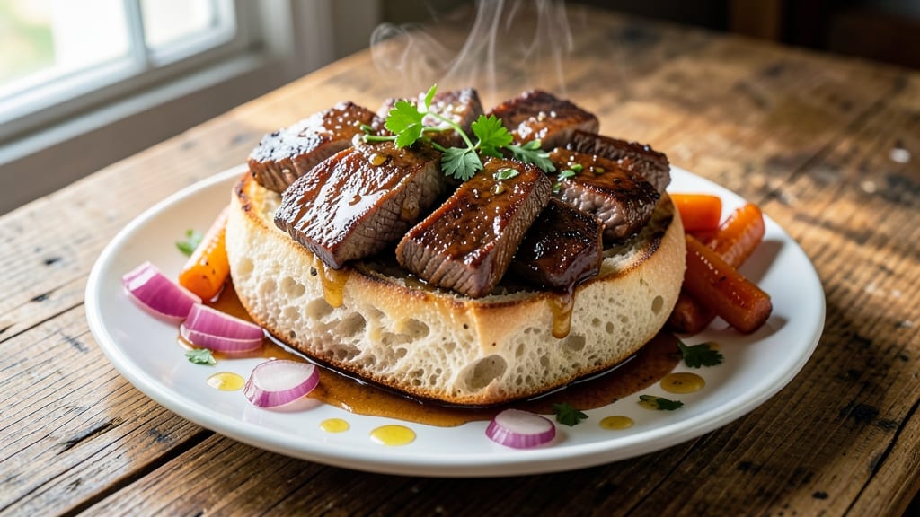Beef Bagel Soup Recipe: Crispy Bagel Croutons and Hearty Beef Broth