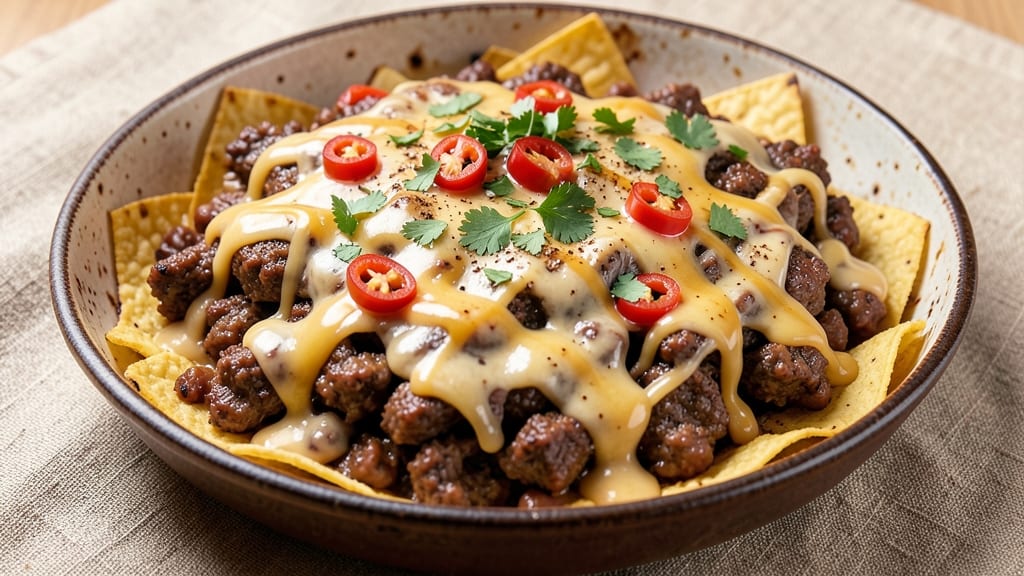 Beef and Bean Nachos Recipe: Smoky Cumin-Spiced Tortilla Stacks with Melty Cheese