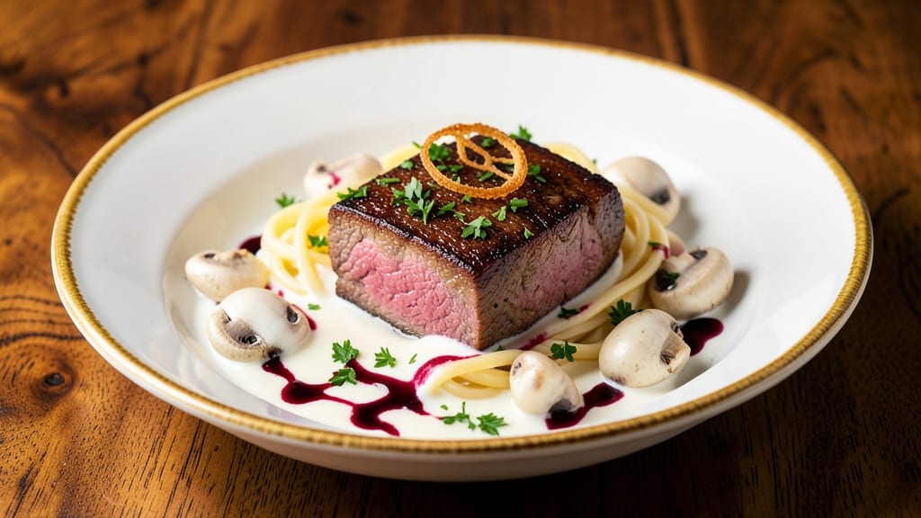 Beef Bechamel Recipe: Rich Mushroom Wine Sauce Over Egg Noodles