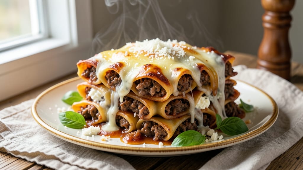 Beef and Cheese Cannelloni Recipe: Cheesy Layers Baked to Golden Perfection