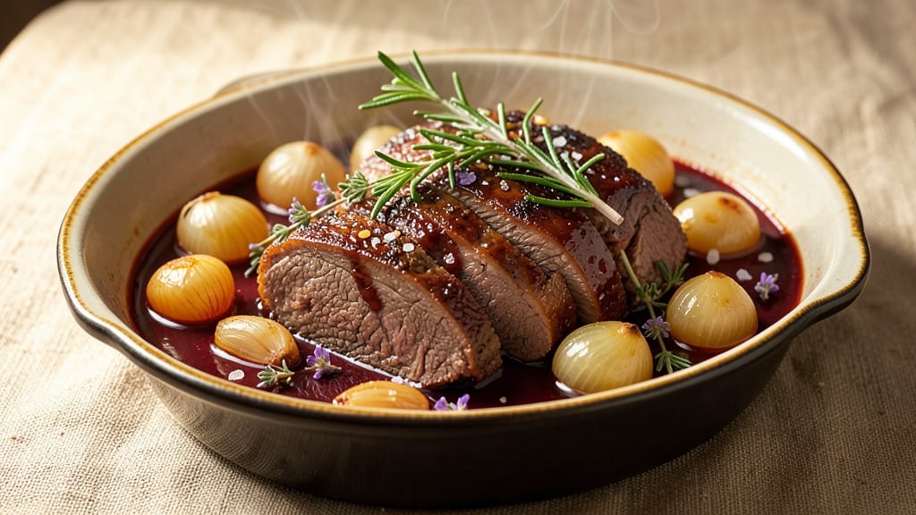 Auguste Escoffier's Beef Bourguignon Recipe: Wine-Reduced Fond and Pearl Onions