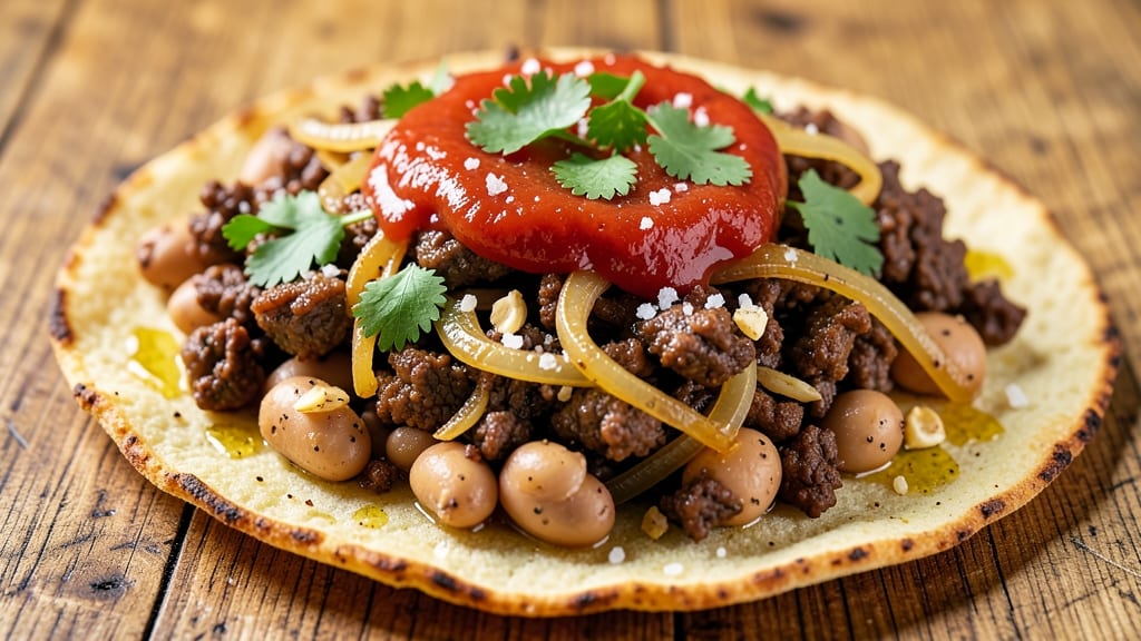 Beef and Bean Tostadas Recipe: Crispy Shells Loaded With Savory Beef and Spiced Beans