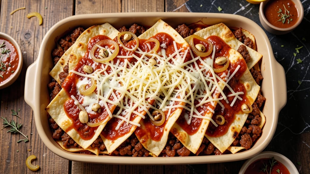 Beef and Cheese Enchilada Casserole Recipe: Layered Tortilla Crunch With Melty Cheese Rivers