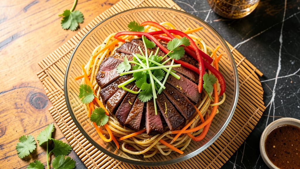 Asian Beef Salad Recipe: Crunchy Rice Noodles and Tangy Lime Dressing