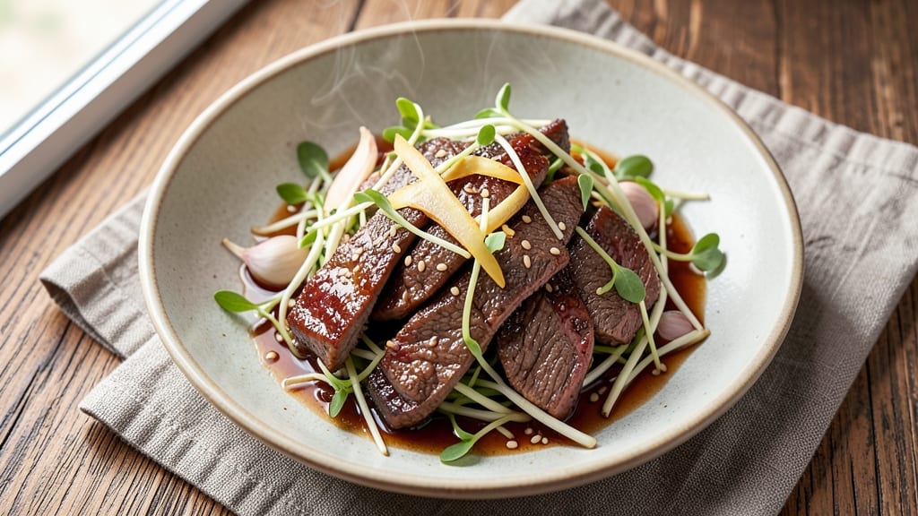 Beef and Bean Sprouts Recipe: Wok-Hot Crunch With Silky Soy-Ginger Finish
