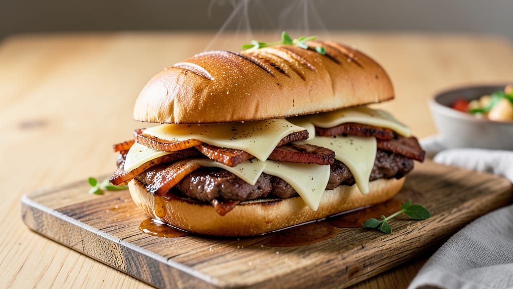 Arby's Philly Beef and Swiss Sandwich Recipe: Crispy Roast Beef and Melty Cheese Stack