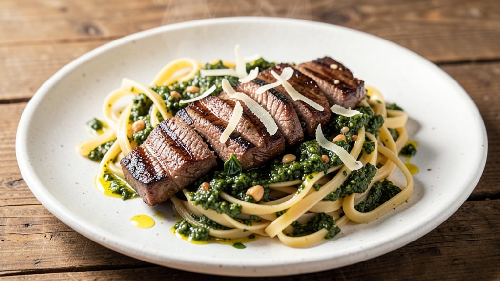 Beef Basil Pesto Pasta Recipe: Herb-Infused Meat and Fresh Basil Magic
