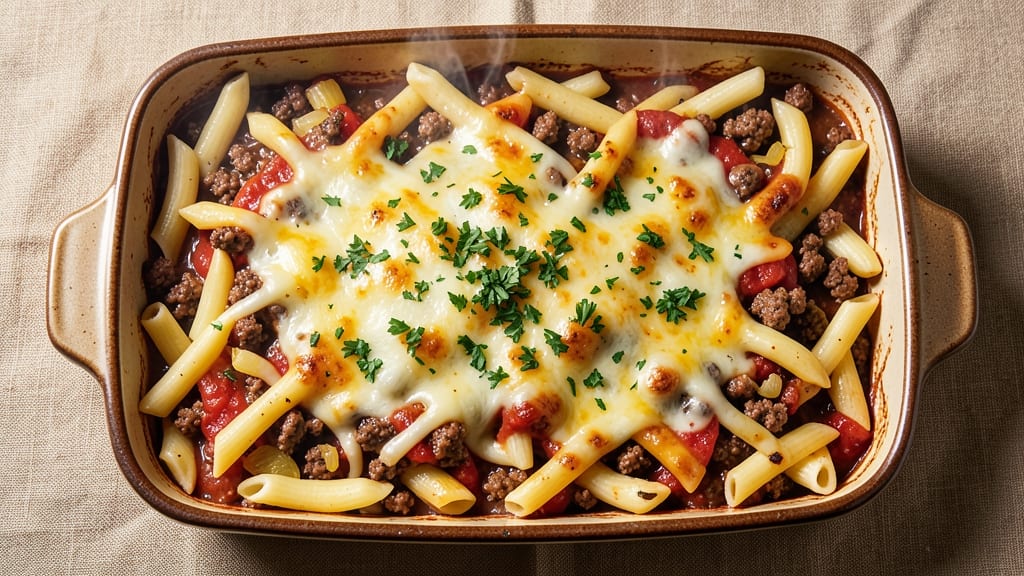 Beef and Pasta Casserole Recipe: One-Pot Cheesy Crisp-Top Magic