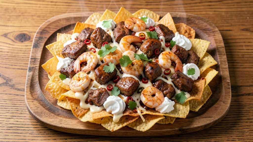 Beef and Shrimp Nachos Recipe: Smoky Chipotle Cheese Pull-Apart Magic