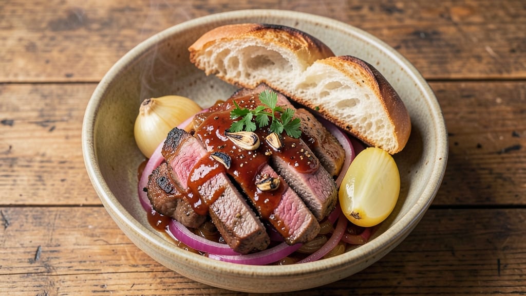 BBQ Beef On A Bun Recipe: Juicy Beef Stacked With Caramelized Sauce Rivers