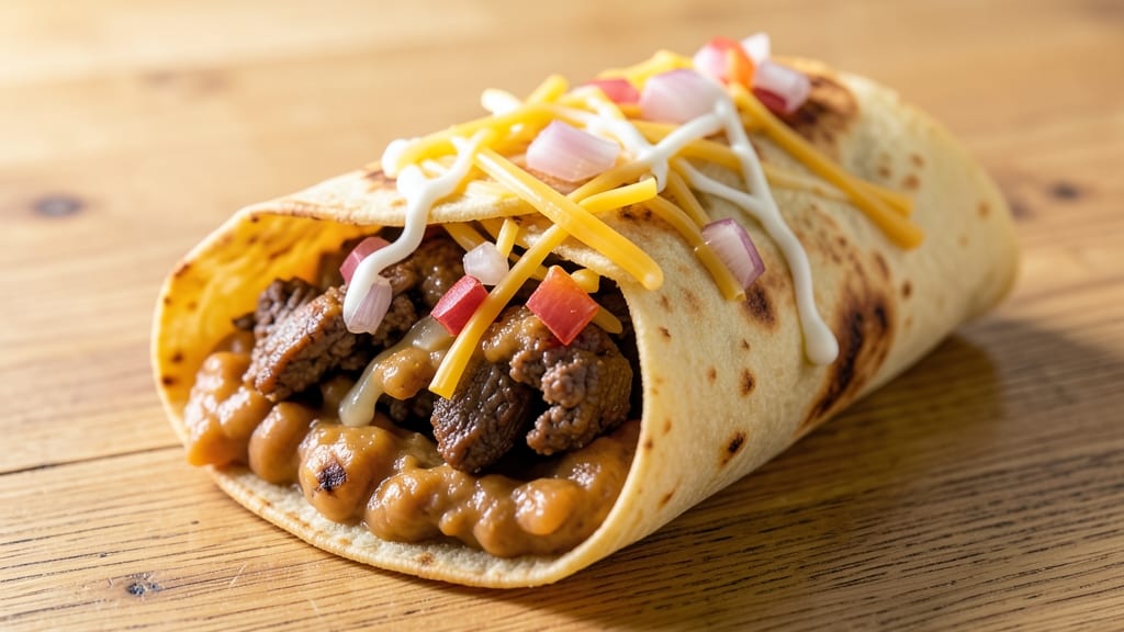Beef and Refried Bean Burrito Recipe: Crispy Tortilla Wraps With Melty Cheese Rivers