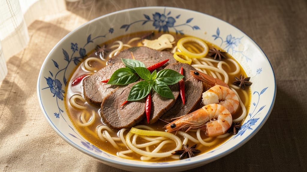 Beef and Shrimp Pho Recipe: Star-Anise Infused Broth With Fragrant Ginger