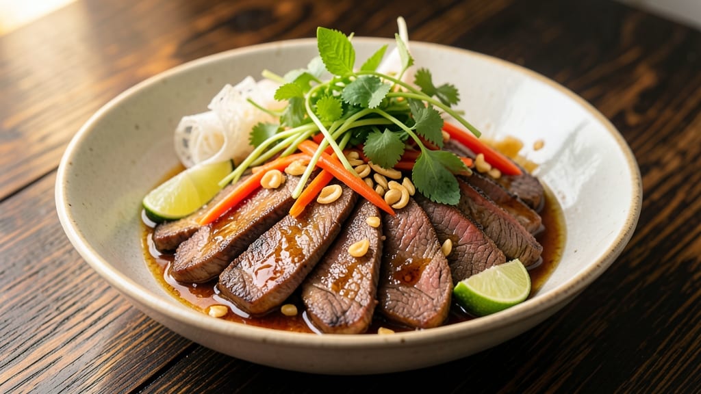 Authentic Vietnamese Shaking Beef Recipe: Silky Soy Nuoc Cham Gloss Over Rice Noodles