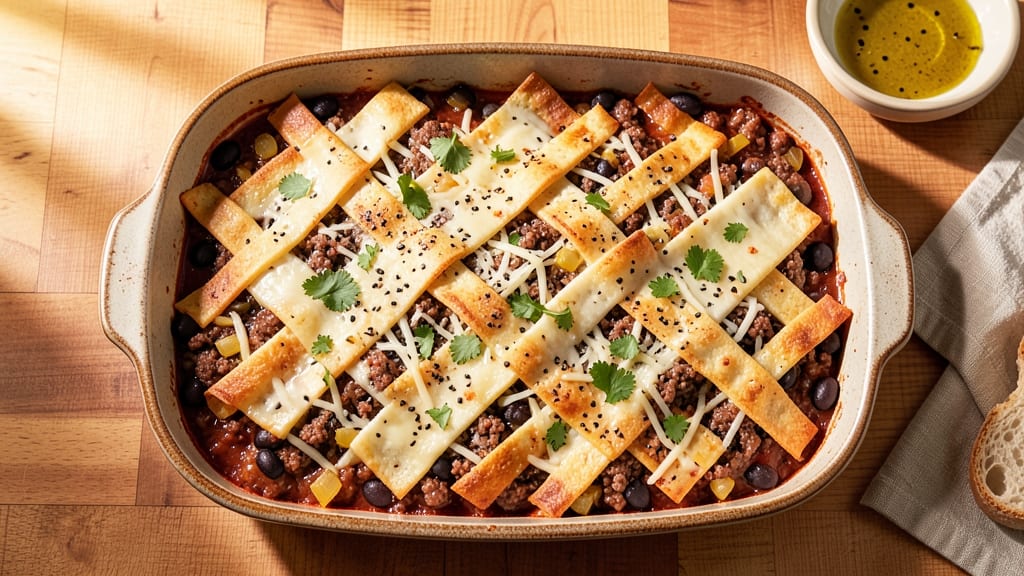 Beef and Bean Enchilada Casserole Recipe: Cheesy Tortilla Layers With Melted Magic
