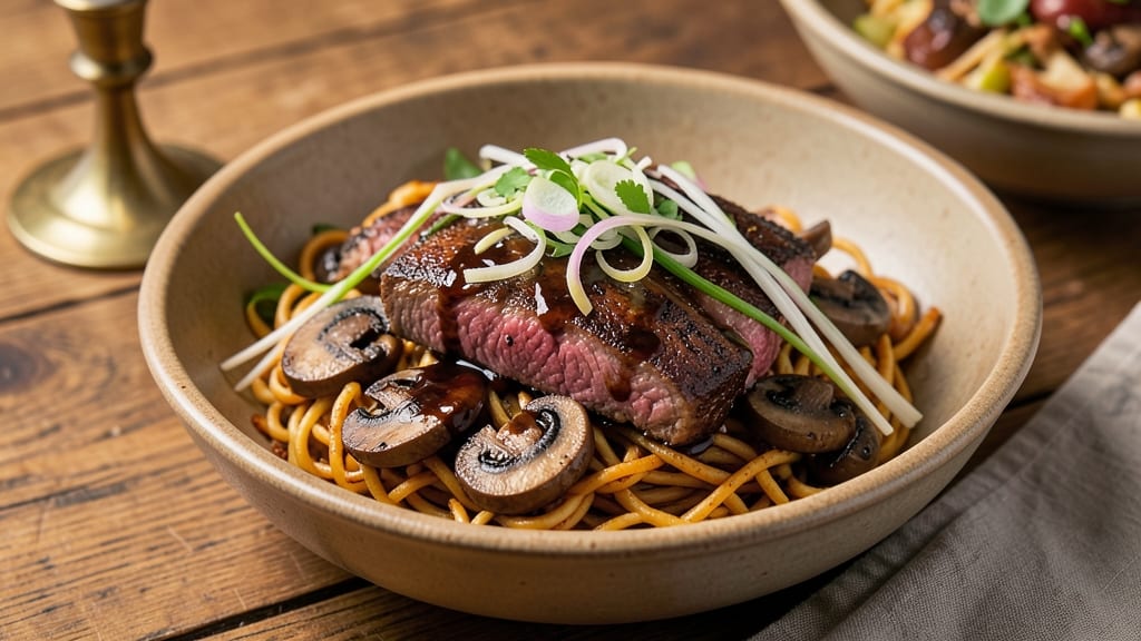 Beef and Mushroom Jollibee Recipe: Savory Soy-Ginger Gravy Over Egg Noodles