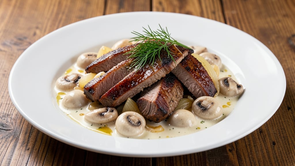 Authentic Beef Stroganoff Recipe With Sour Cream: Creamy Mushroom-Wine Sauce Over Egg Noodles