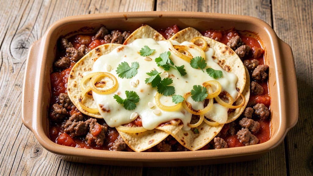 Authentic Beef Enchilada Casserole Recipe: Layered Tortilla Cheese Heaven in One Pan