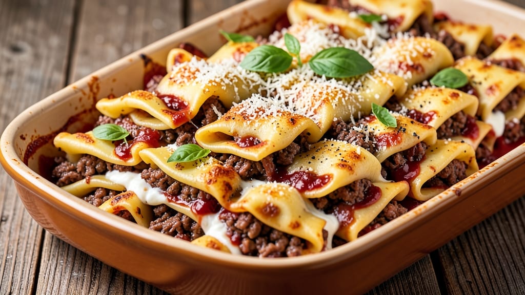 Beef and Sausage Manicotti Recipe: Layered Cheese and Meat Baked to Gooey Perfection