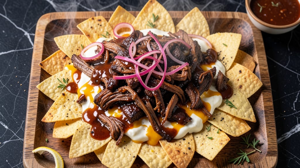 BBQ Beef Nachos Recipe: Smoky Cheese Rivers and Crispy Tortilla Stacks