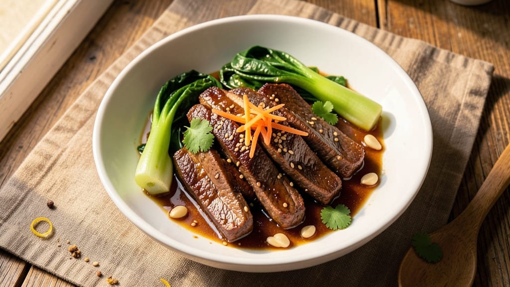 Beef and Greens Chinese Recipe: Wok-Fired Crunch With Silky Soy Ginger Harmony