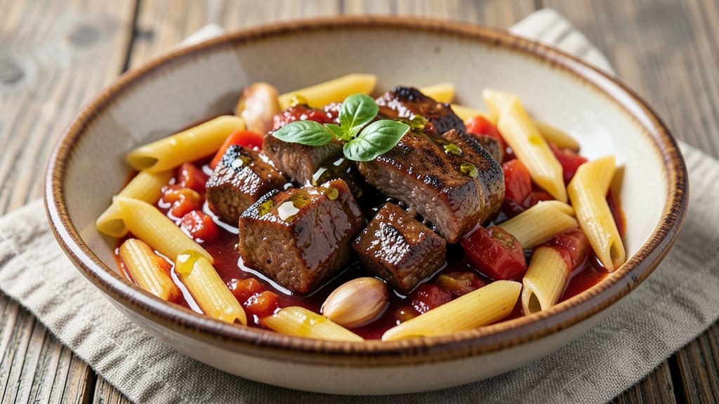 Beef Arrabiata Recipe: Bold Tomato-Wine Sauce Over Al Dente Pasta