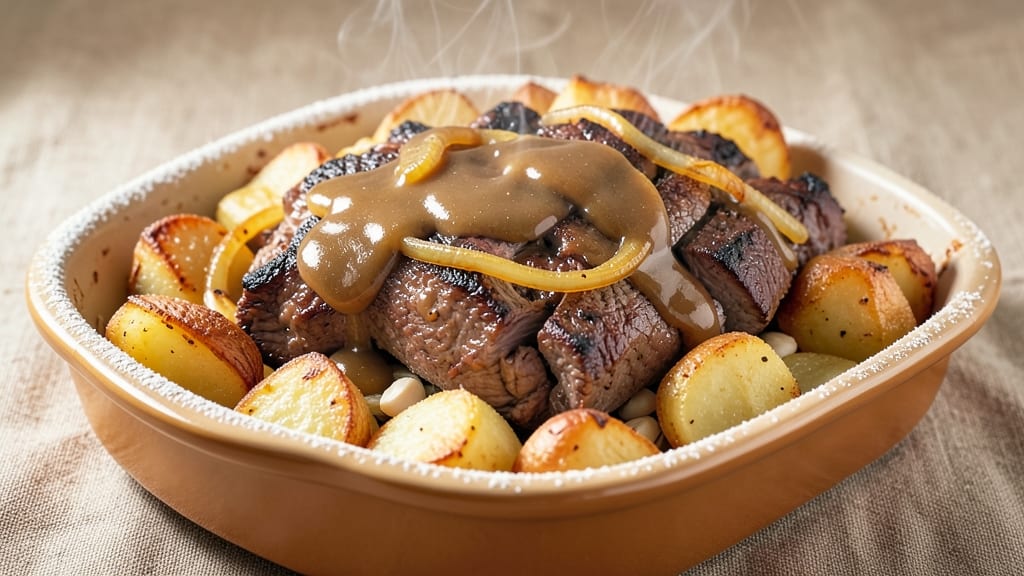 Beef and Tater Bake Recipe: Crispy Top Cheese and Fluffy Potatoes