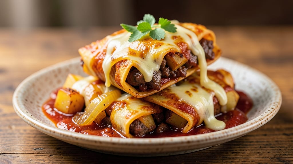 Beef and Potato Enchiladas Recipe: Crispy Tortilla Wraps With Spiced Beef Filling