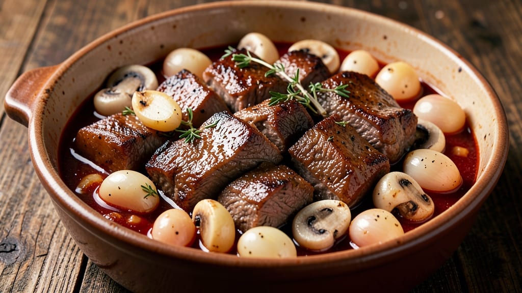 Basic Beef Bourguignon Recipe: Deep Red Wine Braise With Earthy Mushroom Depth